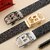 Automatic Buckle Men's Leather Belt with Letter B Design & Genuine Buffalo Grain (2326 Gold Buckle + Bison Pattern_110cm)