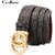 Automatic Buckle Men's Leather Belt with Letter B Design & Genuine Buffalo Grain (2326 Gold Buckle + Bison Pattern_110cm)
