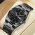 Waterproof Business Men's Watch with Dual Calendar, Stainless Steel Quartz Wristwatch for Men (2871-Black)