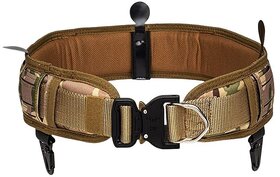 Tactical Molle Battle Belt - Quick Release Laser Cut Waist Pack for Airsoft & Outdoor (Black)