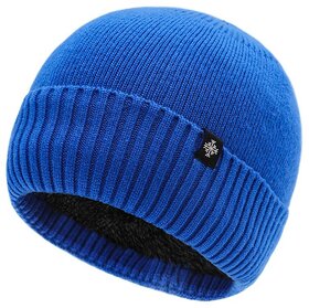 Winter Thermal Beanie with Ear Flaps - Fleece Lined Knit Ski Hat for Men and Women (Black)