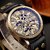 Men's Vintage Bronze Skeleton Automatic Mechanical Watch Retro Fashion Casual Style (Brown Strap)