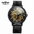 T-Winner Men's Automatic Mechanical Watch with Stainless Steel Mesh Strap, Water Resistant & Skeleton Dial (Gold Case Black Dial)