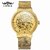 T-Winner Men's Automatic Mechanical Watch with Stainless Steel Mesh Strap, Water Resistant & Skeleton Dial (Gold Case Black Dial)