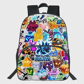 Blox Fruits Devil Fruit Round Front Pocket Backpack for Kids, Unisex School Bag (Round Front Pocket-01_30.5 cm)