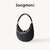 Songmont Luna Bag: Designer Moon-shaped Shoulder Bag in Premium Leather for Autumn (Black_26.5x7x23 cm)