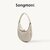 Songmont Luna Bag: Designer Moon-shaped Shoulder Bag in Premium Leather for Autumn (Black_26.5x7x23 cm)