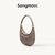 Songmont Luna Bag: Designer Moon-shaped Shoulder Bag in Premium Leather for Autumn (Black_26.5x7x23 cm)