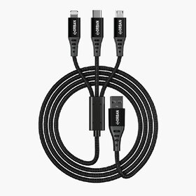 Orban 3-IN-1 Fast Charging Cable Braided + Metal Shell 1.2M Length Multi-Connector USB for Smartphones Tablets