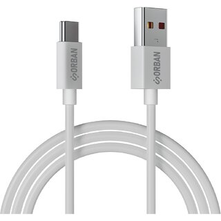Orban USB Type-A to Type-C 45W Fast Charging Cable  Durable PVC Mold  1.2M Length  High-Speed Data Transfer (White)
