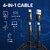 Orban 4-IN-1 Fast Charging Cable Braided + Metal Shell 1.2M Length Multi-Connector USB for Smartphones Tablets
