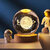 3D Moon Crystal Ball Night Light,2.4 inch Glass Ball with Led Wood Base Lamp Night Lamp(7 cm, star walk)