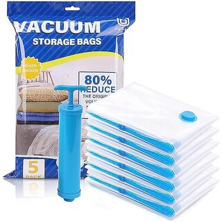 Vacuum Storage Bags for Clothes  5-Pack Space Saver with Hand Pump for Travel & Home