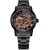 Winner Men's Fashion Casual Roman Numeral Skeleton Manual Mechanical Watch (Black Case White Dial Gold Text)
