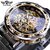 Winner Men's Skeleton Diamond Mechanical Watch - Luxury Automatic Dress Watch for Men (Gold Case Black Dial)