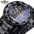 Winner Men's Skeleton Diamond Mechanical Watch - Luxury Automatic Dress Watch for Men (Gold Case Black Dial)