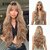 Silky Brown Wavy Lace Front Wig with Air Bangs for a Natural Look (Gradient Wine Red LC8267-1)