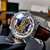 AOKULASIC Men's Automatic Skeleton Watch with Vintage Engraving, Luminous Hands, and Water Resistance (Black Strap Gold Case Black Dial)