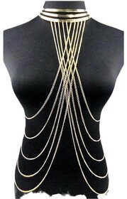 Gold Body Chain Necklace Bold Statement Layering Jewelry for Women (Gold)