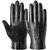 Men's Winter Goatskin Leather Gloves | Touchscreen, Windproof & Warm for Driving & Riding (Black, L)