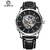 Men's Automatic Skeleton Watch | Genuine Leather Strap | Water-Resistant Sports Watch (Gold Case Blue Dial Blue Strap)