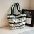 GentleWoman Canvas Tote Bag - New Chinese Style Ethnic Print Handbag for Women (Black)