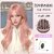Pink Long Curly Wig with Bangs - Natural Look Synthetic Hair for Fashion & Cosplay (Straight Bangs Grapefruit Pink + Large Curved Co)