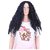 Long Black Cornrow Wig for Women, Middle Part Curly Synthetic Hair with Bohemian Style (Black)