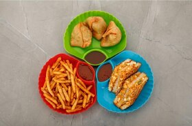 Plastic Lunch Plate, Dahi and Chat Plate, Snack and Appetizer Plate, Tray for Party and Daily use Serving Platter Plate