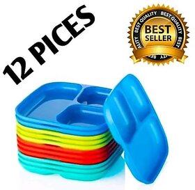 Plastic Lunch Plate,Dahi and Chat Plate,Snack and Appetizer Plate,Tray for Party and Daily use Serving Plate pack of 12