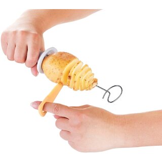 Potato Twister Spiral Cutter - 4 Stainless Steel Sticks, Reusable Tornado Potato Slicer & Chips Maker