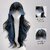 Autumn Harvest Blue & Black Balayage Long Curly Wig for Women (Black and Blue Highlights)