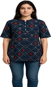 Stylish Multicolor Geometric Design Short Top