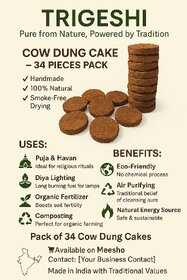 Natural Cow Dung Cake for Hawan  Pooja  25 Pieces  Pure Gobar Upla for Agnihotra, Organic Farming  Mosquito Repellen