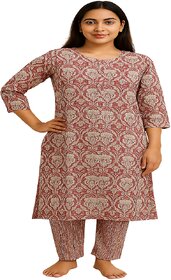 Elegant Duky Rose Floral Print Kurta Set for Women - Traditional and Festive Wear