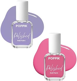 POPPIK Polished Nail Paint Duo - Trendy Lavender  Pink Nail Polish Set