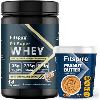Fitspire Fit Super Cookies  Cream Whey Protein 1 lb + Cookie CrunchPeanut Butter 400g Combo