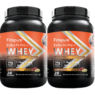 Fitspire Evika Fit Super Pro Plus Kesar Pista Whey Protein 2 lbs (Pack of 2)