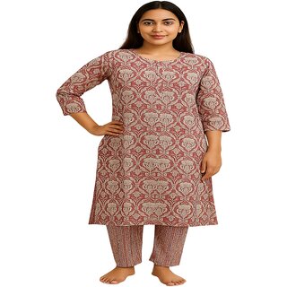Elegant Duky Rose Floral Print Kurta Set for Women - Traditional and Festive Wear