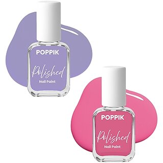 POPPIK Polished Nail Paint Duo - Trendy Lavender  Pink Nail Polish Set
