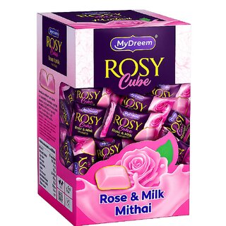 My Dreem Rosy Cube  Premium Eggless Sweet with Smooth Texture  Rich Rose Flavour  300gm Pack of 125 Pieces