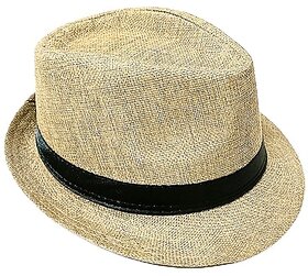 Classic Fedora Hat - Khaki Cowboy Straw Western Traditional Style  Formal Wear Beach Traveling Picnic Stage Khaki color