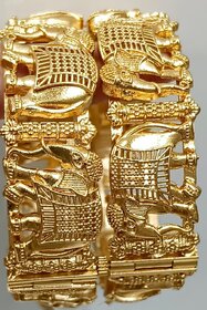 Traditional Antique Gold Plated Elephant Design Kada Bangles for Women