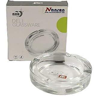 Nanson Heavy Glass Ashtray  Premium Crystal Clear Deli Ashtray for Cigarettes, Cigars  1 Pc