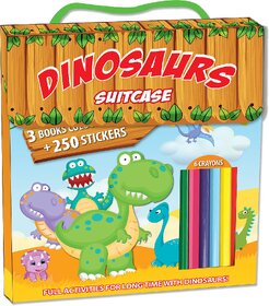 My First Dinosaur Colouring Activity Kit with 3 Books Sticker Sheet and 6 Colour Pencils and Handle