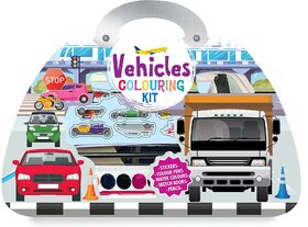 Vehicles Colouring Kit with stickers, Colouring Pens  Water Colour Set