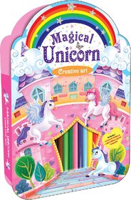 Unicorn Colouring kit with 8 attrative colour pencils, 1 Colouring book  Eraser