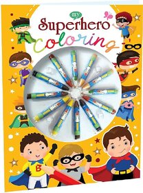 Superhero Colouring Book with 12 attractive Crayons Colours.