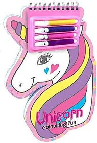 Wiro Bound Fun Unicorn Die Cut Colouring Pad with Free stickers and 4 colour pens included.
