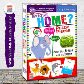 Whose Home Puzzle Connecting 2-piece (Set of 21 pcs) for Childrens- Ages 4+